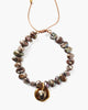 Peacock Pearl Pull Tie Bracelet in Peacock Green - thumbnail