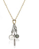 Two Tone Bauble Labradorite Charm Necklace in Gold/Sterling Silver - thumbnail