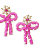 Preppy Bow Earrings in Pink - thumbnail