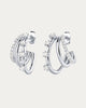 Triple Threat Gemstone Hoops in Silver - thumbnail