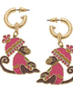 Women'S Remy Enamel Monkey Earrings in Pink/Brown - thumbnail