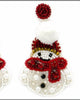 Seed Bead Snow Man Earrings in Red - thumbnail
