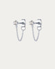 Plant Gemstone Chain Stud in Silver - thumbnail