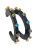 Women'S City Girl Jeweled Small Hoop in Black Multi - thumbnail