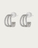 Pave Baby Bastille Hoops in Silver - thumbnail