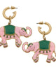 Women'S Livy Enamel Elephant Earrings in Pink/Green - thumbnail