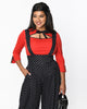 Unique Vintage Red Cutout Neck Tie Top - thumbnail
