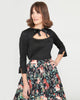Unique Vintage Black Cutout Neck Tie Top - thumbnail