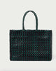 Klara Woven Tote in Forest/ Black - thumbnail