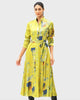Abstract art print satin A-line shirt dress - thumbnail
