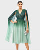 Cape sleeve ombre print georgette dress - thumbnail