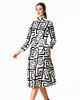 Geo print dupioni sash belt dress - thumbnail