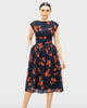 Floral Print Georgette Pleated Empire Dress - thumbnail