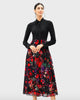 Jersey knit and floral print georgette dress - thumbnail