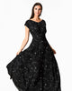 Night sky print pleated crepe maxi dress - thumbnail