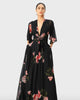 Plunge rose print georgette empire jumpsuit - thumbnail
