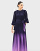 Ombre print georgette sash tie dress - thumbnail