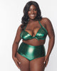 Unique Vintage Metallic Emerald Monroe Halter Swim Top - thumbnail