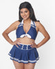 Unique Vintage Navy & White Nautical Halter Swim Top - thumbnail