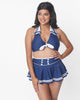 Unique Vintage Navy & White Nautical Swim Skirt - thumbnail