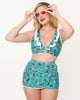 Unique Vintage Teal Flower Child Halter Swim Top - thumbnail