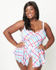 Unique Vintage Pastel Madras Plaid Skirted Swimsuit - thumbnail