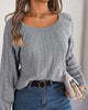 Allison Wide Neck Cable Knit Sweater in Gray - thumbnail