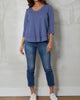 3/4 Length Sleeve Twist Neck Top in Whirlpool - thumbnail