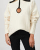 Cable Knit Key Hole Sweater in Ivory - thumbnail