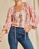 Aztec Three Quarter Sleeve Embroidered Blouse in Multi - thumbnail