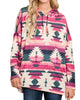 Aztec Print Hooded Top in Fuschia - thumbnail