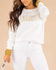 Bride Cropped Sweatshirt in White - thumbnail