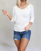 Ava Dolman Sleeve Side Shirring Top in Off White - thumbnail