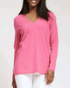 Angela V-Neck Sweater in Hot Pink - thumbnail