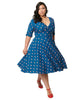 Unique Vintage Teal Mushroom Stamp Delores Swing Dress - thumbnail