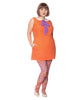 Smak Parlour Orange & Purple Tie Neck Shift Dress - thumbnail