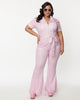 Unique Vintage Lavender & White Zig Zag Wide Leg Jumpsuit - thumbnail