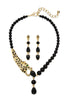 .30 Cttw. Genuine Onyx and Simulated Gemstone Goldtone Leopard Necklace Set - thumbnail