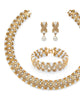 Simulated Pearl and Crystal Three-Piece Jewelry Set in Yellow Goldtone - thumbnail
