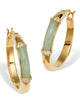 .18 TCW CZ Cabochon Cut Genuine Green Jade 18k Yellow Gold-plated Hoop Earrings - thumbnail