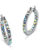 Aurora Borealis Crystal Inside-Out Hoop Earrings in Silvertone - thumbnail