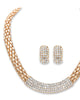 Round Crystal Goldtone Earring and Snake-Link Choker Necklace Set 17"-20" - thumbnail