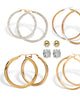4 Cttw. 6-Pair CZ Stud & Hoop Set Goldtone & Gold Ion Plated Stainless Steel - thumbnail