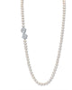 1.42 Cttw. White Genuine Pearl Necklace W/Cubic Zirconia Clasp Silvertone 32" - thumbnail