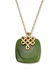 Cushion Cut Genuine Green Jade 18k Gold-plated Pendant Necklace, 18 inches - thumbnail