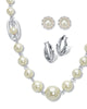 Silvertone Simulated Pearl Silvertone Graduated Jewelry Set, 18 inches - thumbnail