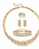 Crystal Goldtone S Link Necklace, Earring & Bracelet Bonus Ring Set 19"-21" - thumbnail