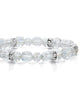 Crystal Accent Silvertone Beaded Faceted Stretch Bracelet 7" - thumbnail