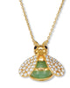 .61 TCW CZ Genuine Green Jade 18k Gold-plated Bee Pendant Necklace, 18 incnes - thumbnail
