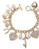 Fashion Cultured Freshwater Pearl Crystal Charm Bracelet in Yellow Goldtone - thumbnail